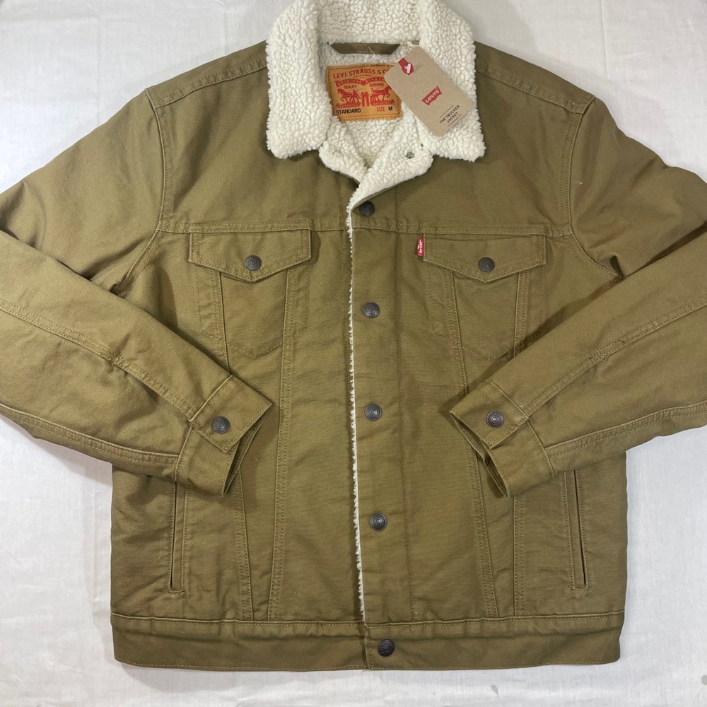 Levis Mens Sherpa Lined Trucker Jacket Harvest Gold Brown Medium 16365-0122